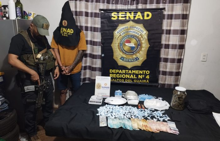 Senad desbarata foco de distribución de cocaína en Saltos del Guairá
    
    <div class=